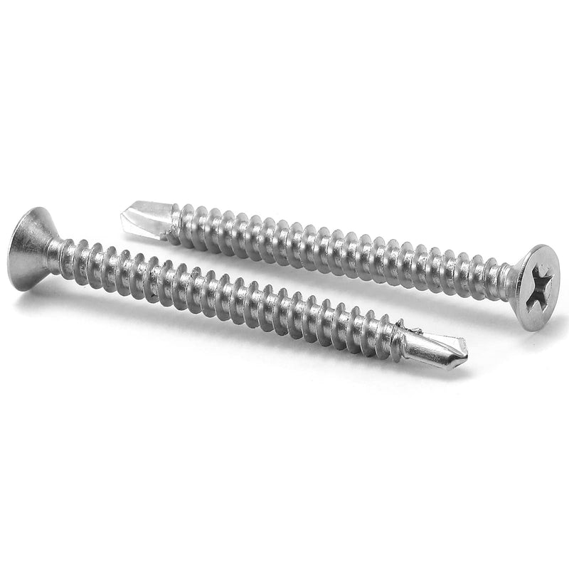 [Australia - AusPower] - #10 x 2" Sheet Metal Screws 100Pcs 410 Stainless Steel Flat Head Tek Screws Fast Self Tapping Screws by SG TZH #10 x 2" 