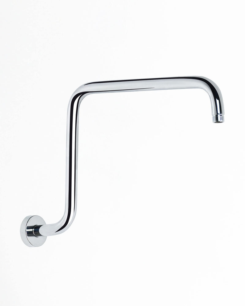 PHASAT S Shaped Shower Arm with Flange,High Rise Shower Head Extension Arm Chrome,PU9D02 Round-Standard