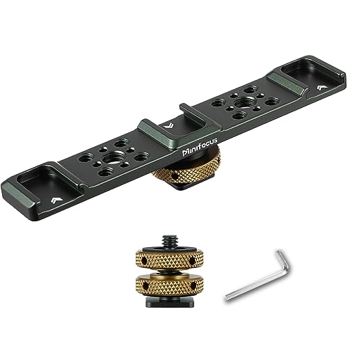 MINIFOCUS Triple Cold Shoe Extension Bar Mount, Aluminum Alloy Hot Shoe Mount Bracket with 1/4" Thread Holes for DSLR Camera Microphone Tripod LED Video Light Flashlight
