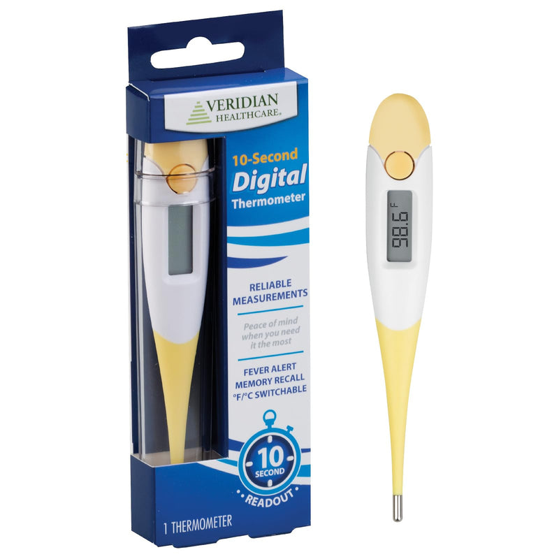 [Australia - AusPower] - Veridian Digital Thermometer | 10-Second Readout | F C Temperature Modes| Flexible Tip | Hygienic Water-Resistant Easy Cleaning | Storage Case + Instructions Included 