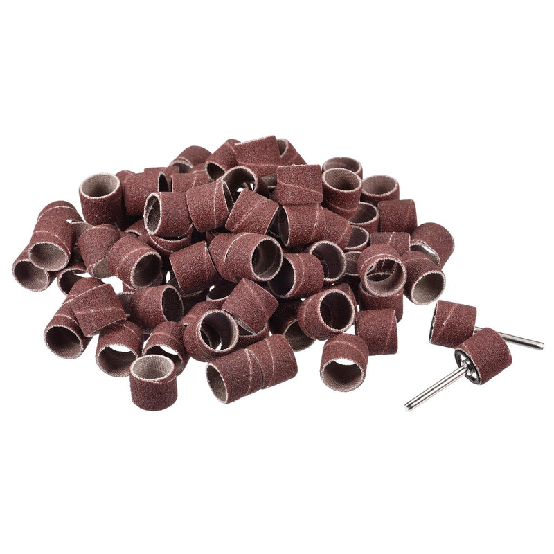 [Australia - AusPower] - uxcell 100 Pcs 1/2 Inch Sanding Sleeves Sandpaper Set 120 Grit with 2 Pcs 1/8 Inch Drum Mandrels for Rotary Tools 