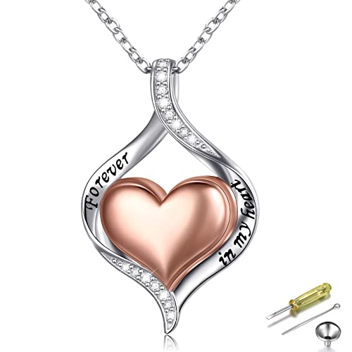 Alphm S925 Sterling Silver Heart Urn Memorial Ashes Keepsake Exquisite Cremation Pendant Necklace Ring Bracelet Heart Rose