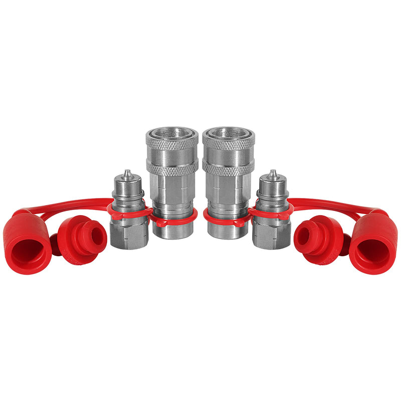 [Australia - AusPower] - 1/4" Ag ISO 5675 Hydraulic Quick Connect Pioneer Style Couplers & 1/4" NPT Thread,Interchangeable with ISO 5675 Series Poppet Seal,Ball Seat Valve Coupler Fittings 