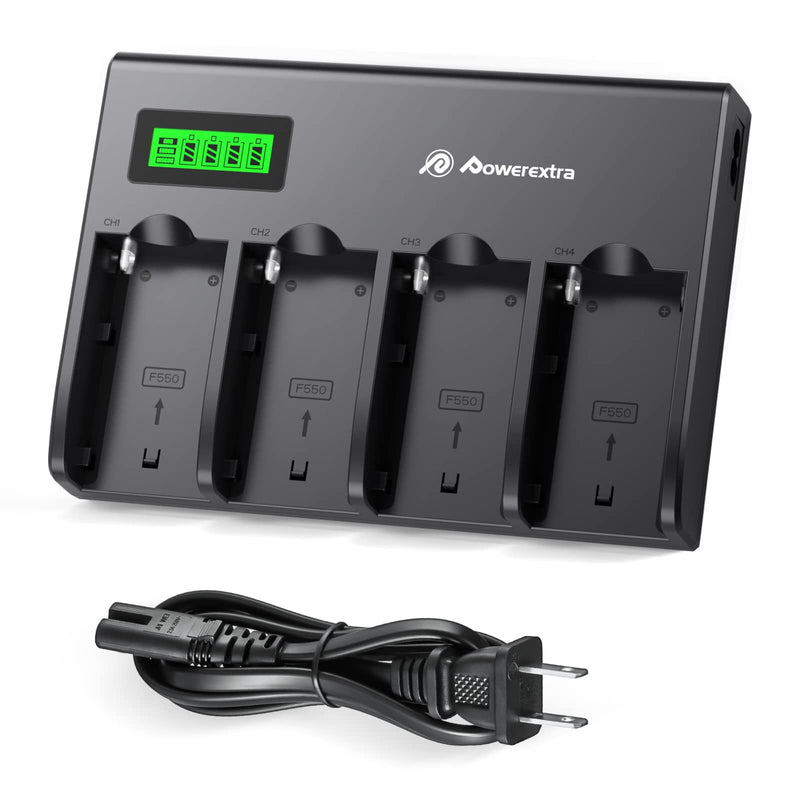 [Australia - AusPower] - Powerextra 4-Channel Battery Charger with LCD Display for Sony NP-F970, NP-F960, NP-F950, NP-F930, NP-F770, NP-F750, NP-F570, NP-F550 Camera Battery 