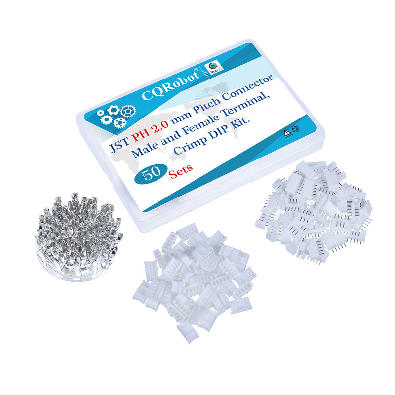 [Australia - AusPower] - JST PH 2.0 mm Pitch 5-Pin Electronic Computer Connector IC Male Plugs, Female Sockets Housing and T-Shaped Crimp Terminal Kit. 50 Sets/350 Pieces Wire-to-Board Adapter Cable Assembly. 