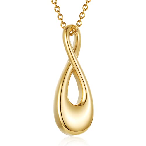Infinity Memorial Urn Necklace for ashes Stainless Steel Infinite Love Cremation Jewelry Keepsake Urn Pendant Necklace for Loved One Ashes for Women Men Gold