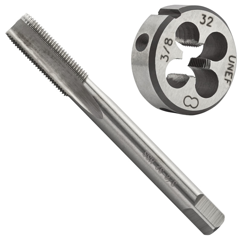 [Australia - AusPower] - 3/8"-32 UNEF HSS Tap And Die Set, 3/8 x 32 UNEF Machine Thread Tap And UNEF Round Thread Die Right Hand 3/8"-32 UNEF 