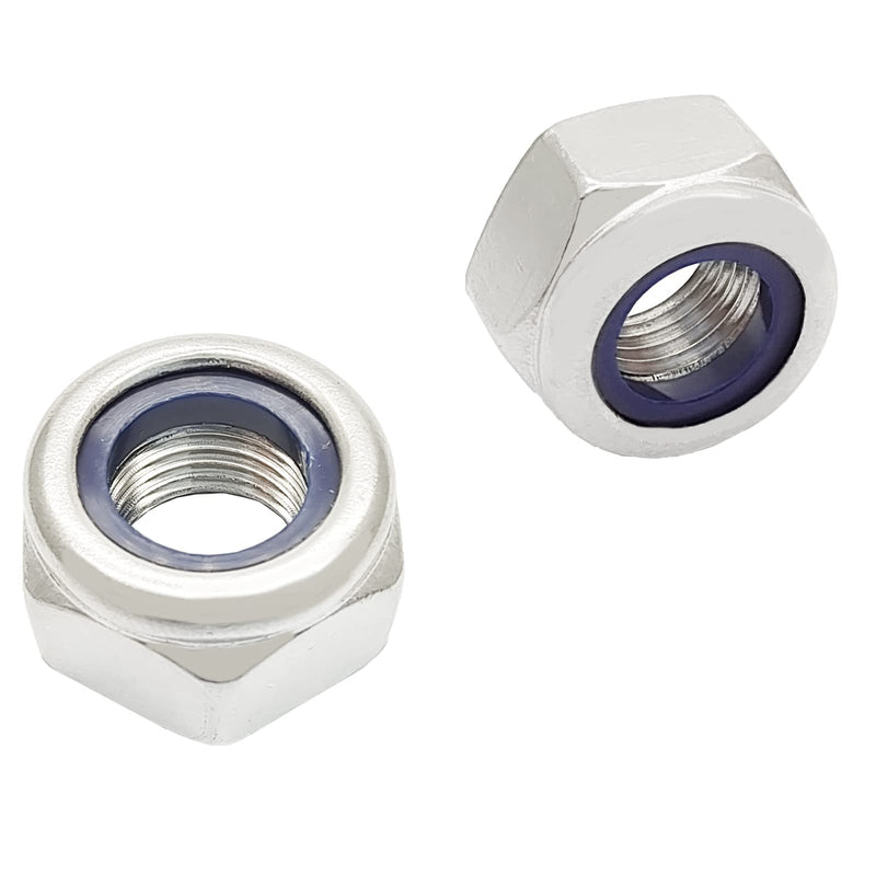 [Australia - AusPower] - 2Pcs M14 x1.5mm Metric Fine Thread Nylon Insert Lock Nuts,304 Stainless Steel Lock Nut Non-Slip Lock Nut Nylon Self-Locking Nut. 