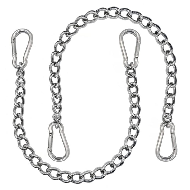 [Australia - AusPower] - 2PCS 24" Length Stainless Steel Hanging Chair Chain with 4 Carabiners Load Bearing 400-800LB 