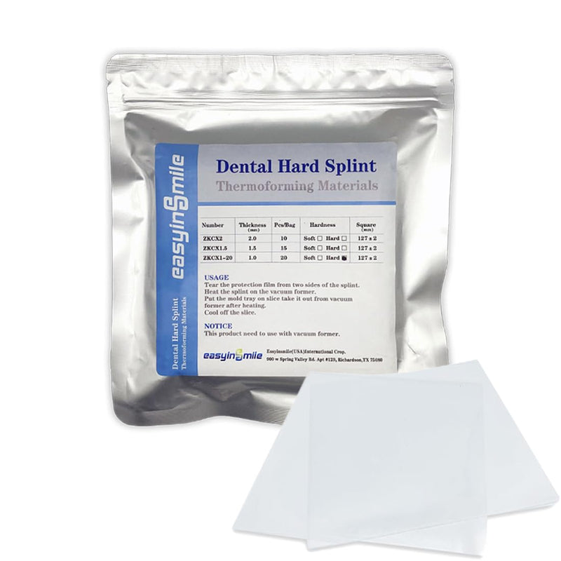 [Australia - AusPower] - Dental Hard Splint, Thermoforming Materials for Vacuum Forming Machine 5''x 5'' (1.0MM-20PCS) 1.0MM-20PCS 