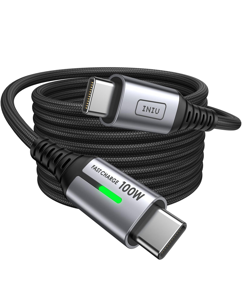 USB Type-C cable, INIU [2m] 100W PD 5A USB C cable USB C QC4.0 nylon fast charging type C to USB C compatible with Samsung S21 S20 Note iPad MacBook Pro Huawei Xiaomi Nintendo Switch etc Nylon Braided Charging Cable USB-C Charger for iPhone 17 16 15 P...