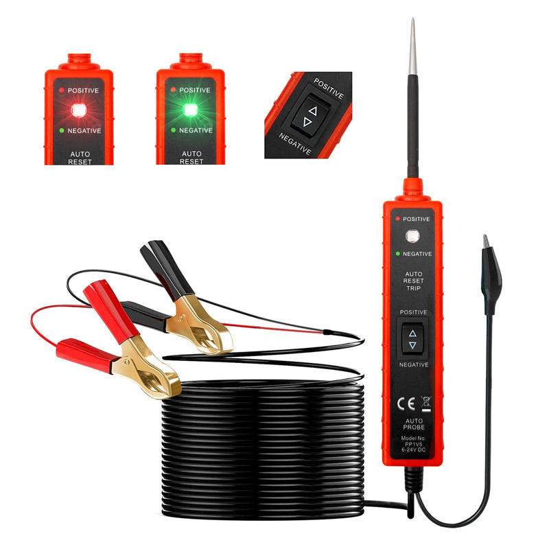 [Australia - AusPower] - 6-24V Power Short Circuit Probe Tester with LED test light short-circuit tracking location and buzzer alarm, Automative Circuit Tester polarity test and continuity test function 