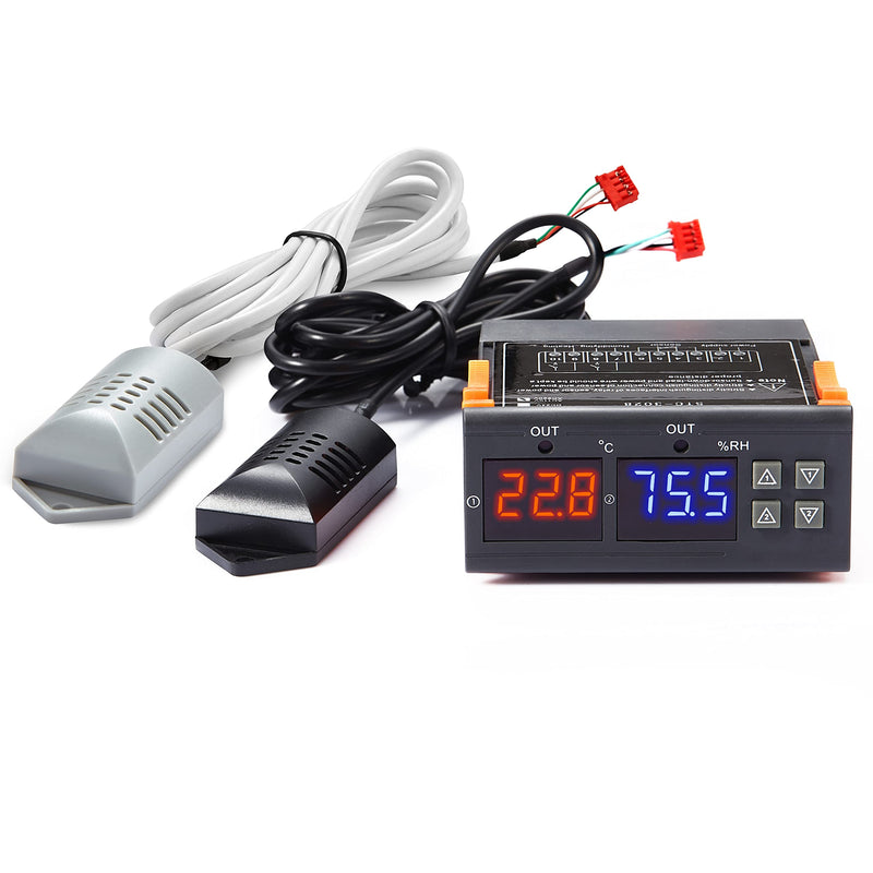 [Australia - AusPower] - VIGELA STC-3028 AC110~230V All-Purpose Temperature and Humidity Controller with Dual Displays and Dual Relay Outputs(Shipping with 2 Sensors) 