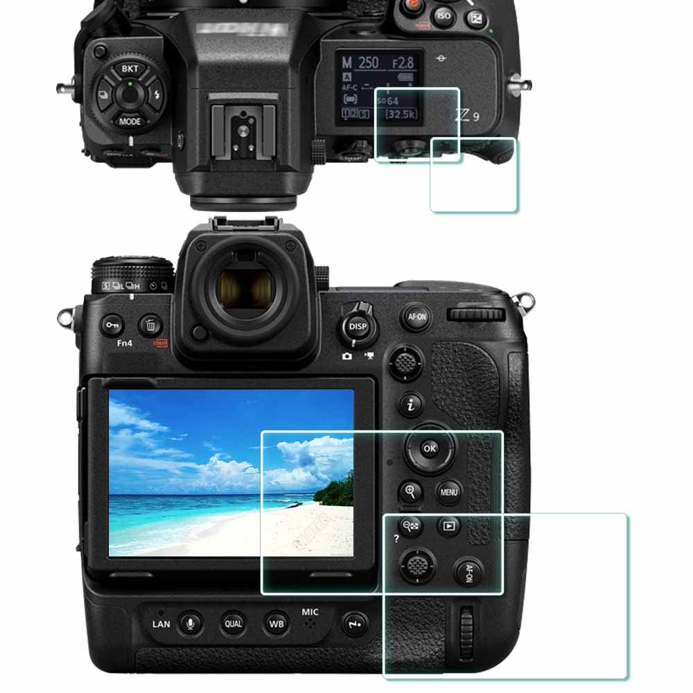 [Australia - AusPower] - Screen Protector for Nikon Z9 Z8 Z 8 Z 9 + Top Screen [2+2Pack], Tempered Glass Cover 0.3mm 9H Hardness Anti-Scrach Anti-Fingerprint Anti-Bubble 