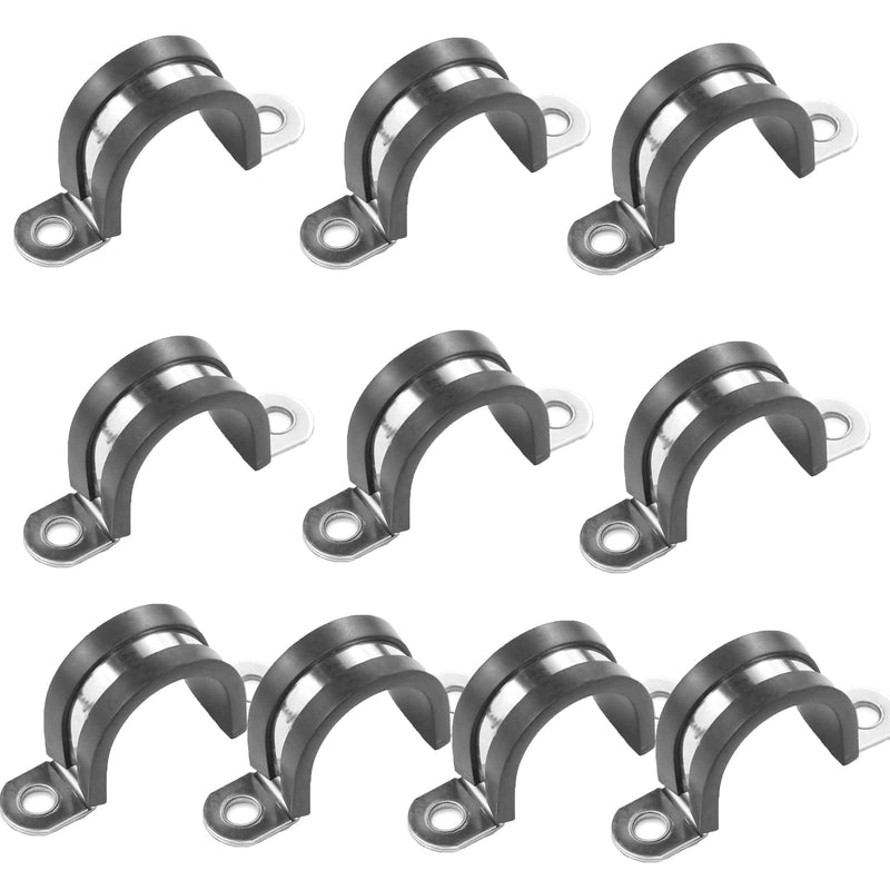 [Australia - AusPower] - 10pcs 30mm 2 Hole U-Tube Strap Clamp, 304 Stainless Steel with EPDM Rubber Lined Clip, Double-Layer Gaskets Rubber Cushioned Insulated Clamp for Tube, Pipe or Wire Cord Installation 30mm(1.19inch) 
