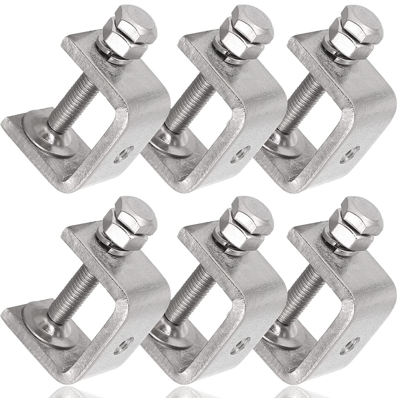[Australia - AusPower] - Stainless Steel C Clamps Mini 1 Inch for Mounting, Heavy Duty Metal U Clamps for Metal Working, Small Desk Clamp with Stable Wide Jaw Opening & Protective Pads/I-Beam Design (6pcs) 1 3/16 Inch 