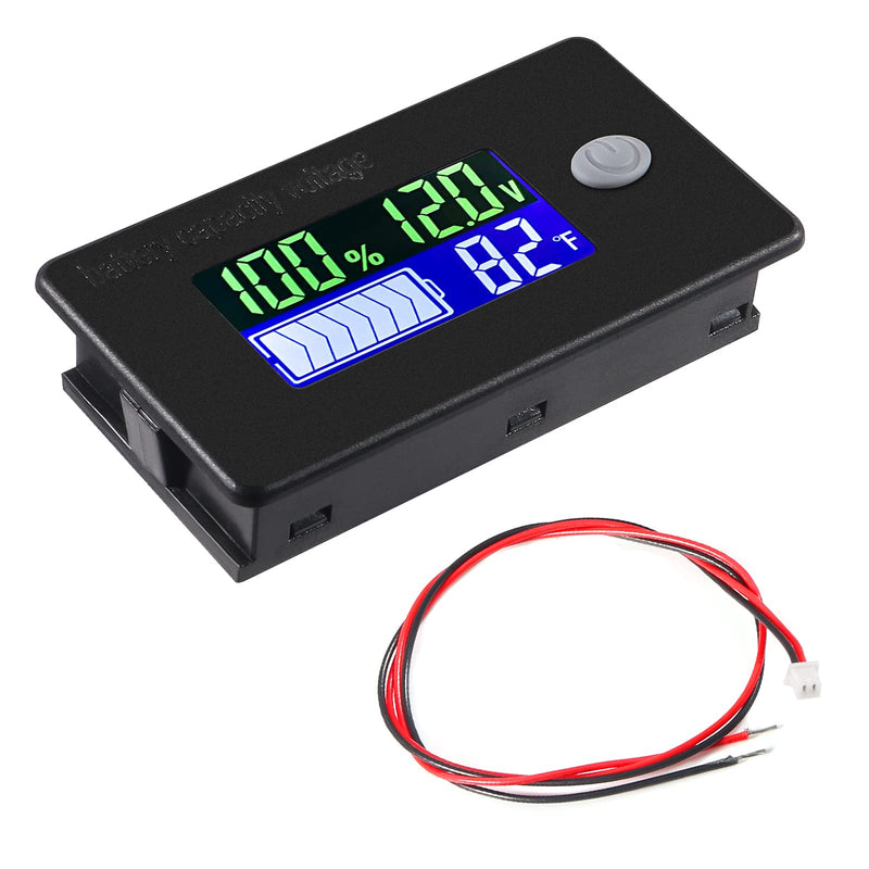 [Australia - AusPower] - Capacity Monitor 10-100v Meter 12v 24v 48v Battery Power Percentage Voltage Fahrenheit Temperature Indicator Gauge 