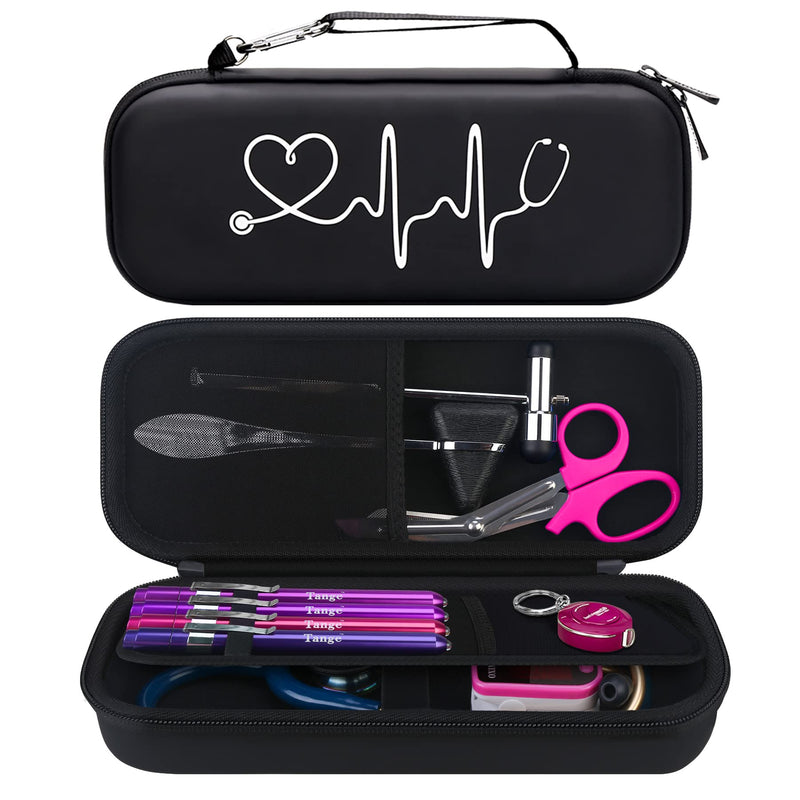 [Australia - AusPower] - BOVKE Stethoscope Case fits 3M Littmann Classic III, Lightweight II S.E, MDF Acoustica Deluxe Dual Head, Cardiology IV, Stethoscope Holder with Pocket for Nurse Accessories for Work, Black+Black W_Black+Black 