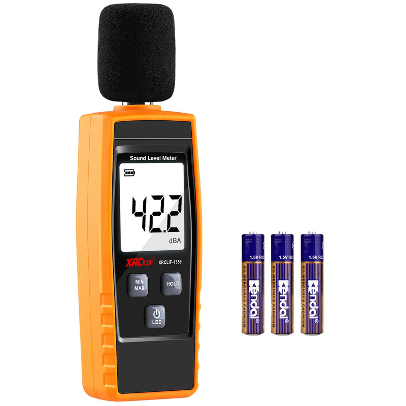 Decibel Meter, XRCLIF Portable Sound Level Meter, Digital Noise Meter, Range 30-130dB(A) dB Meter, Noise Level Meter, Decibel Monitoring Tester - Yellow (Battery Included)