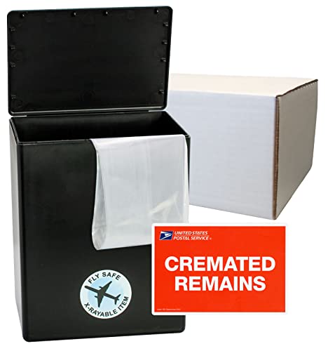 CarrySafe Urn - TSA Approved Fly-Safe and Temporary Travel Cremation Urn Kit for Human Ashes - Airline Friendly - 200 Cubic Inch Capacity - Airline-Ready Black Plastic Urn with Included Travel Box
