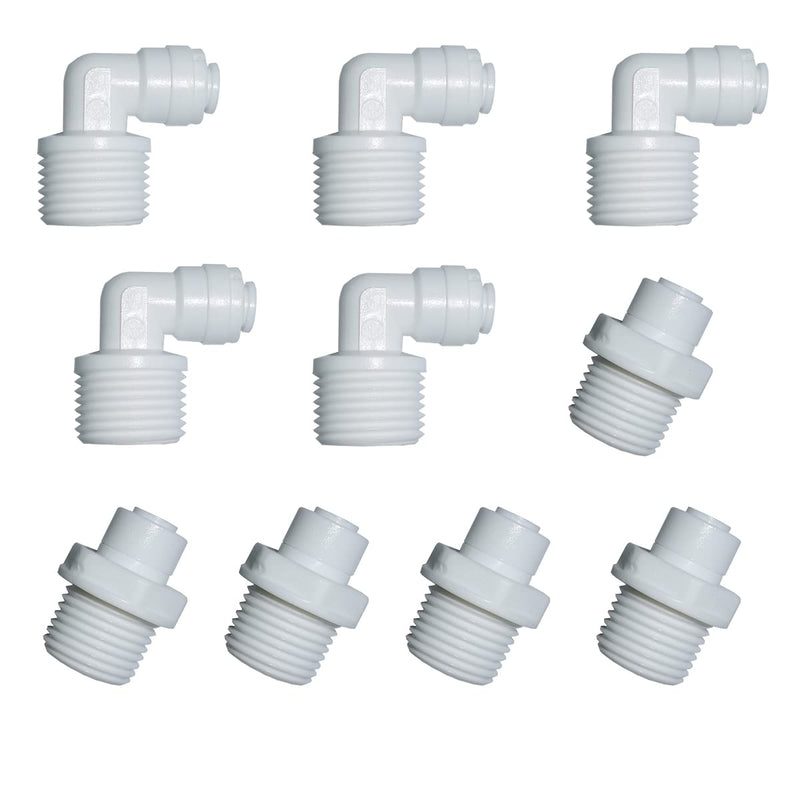 [Australia - AusPower] - MALIDA Quick Connector Male Adapter Elbow and Straight Combination, 1/2 Inch NPT Thread x 1/4 Inch Tube OD Push to Connect Fittings, for Water Filter purification systems.(pack of 10) 1/2"NPT x 1/4"OD 