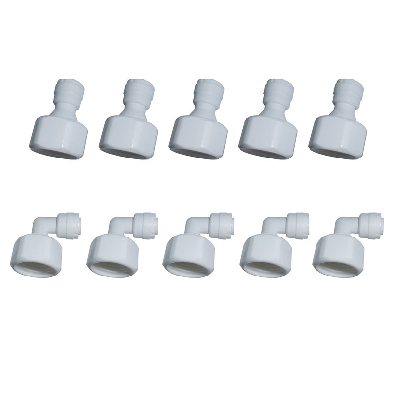 [Australia - AusPower] - MALIDA Quick Connector Female Thread Adapter Elbow and Straight Combination, 1/2 Inch Thread x 1/4 Inch Tube OD Push to Connect Fittings, for Water Filter purification systems.(pack of 10) 1/2"Female Thread x 1/4"OD 