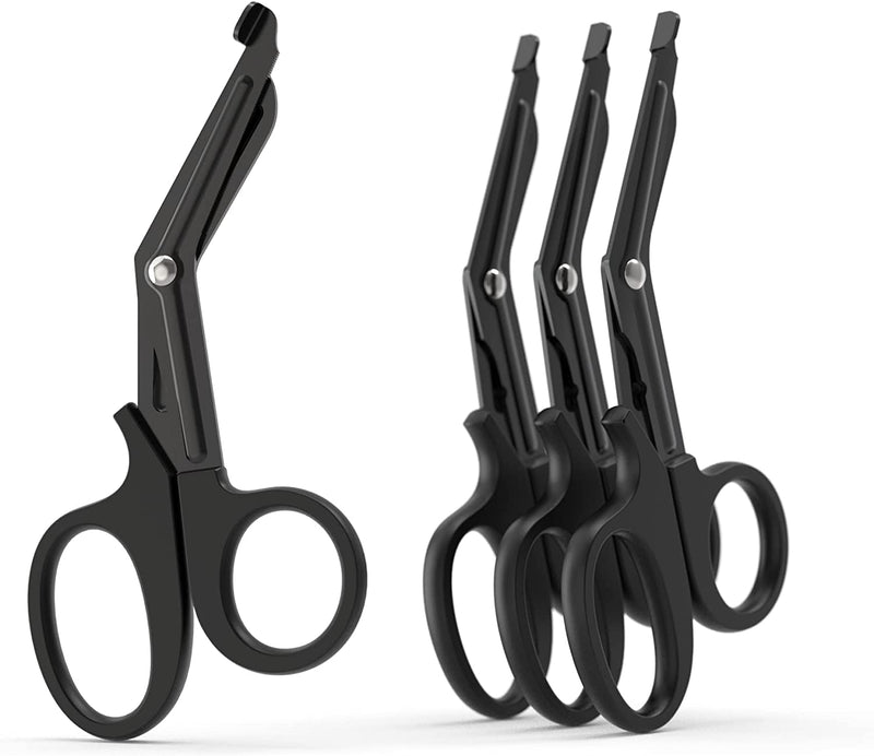 [Australia - AusPower] - Trauma Shears 4-Pack 7.5 inch, Bandage Scissors Set, EMT & Medical Scissor, First Aid Scissors, Large Nurse Scissors, Fluoride-Coated with Non-Stick Blades by LI JIU® (4 Pack Black Fluoride-Coated) 4 Pack Black Fluoride-Coated 