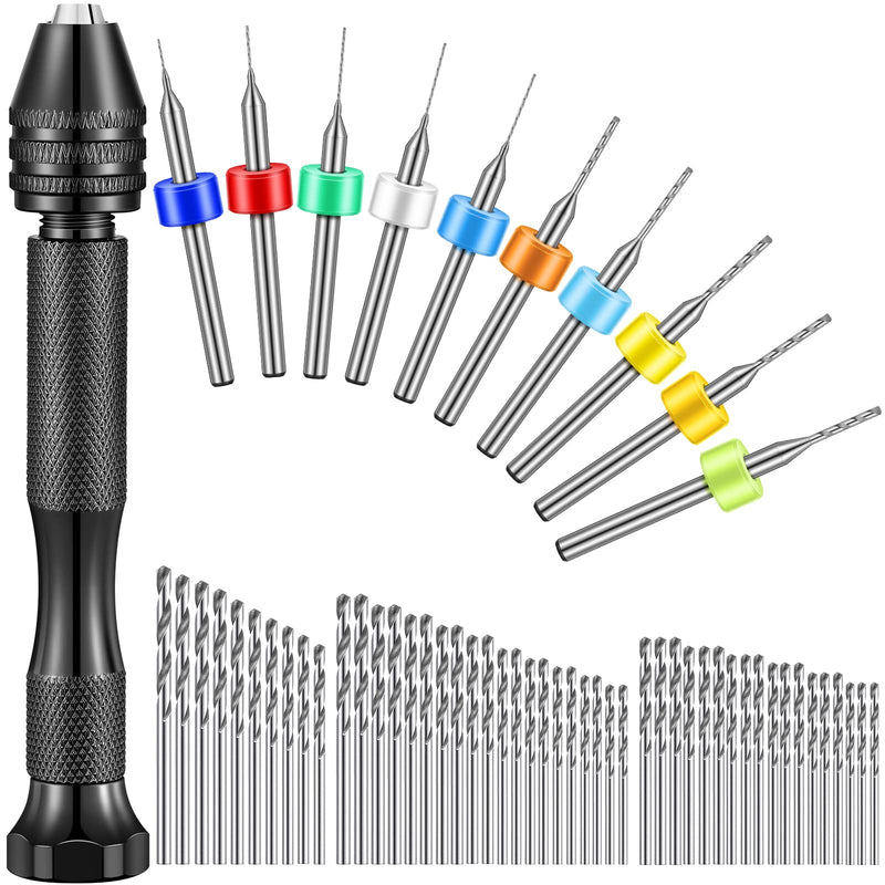 [Australia - AusPower] - 59 Pieces Hand Drill Bits Set Include 49 Pcs Metal Pin Vise Hand Drill Micro Mini Twist Drill Bits and 10 Pcs Tungsten Carbide PCB Rotary Tools for Resin Polymer Wood Craft DIY Jewelry Making Carving 