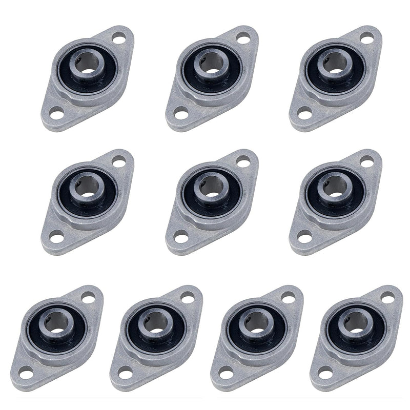 [Australia - AusPower] - 10pcs KFL08 Bore 8mm FL08 (Pack of 10) CNC Self Aligning Pillow Block Flange Bearing Shaft Zinc Alloy 