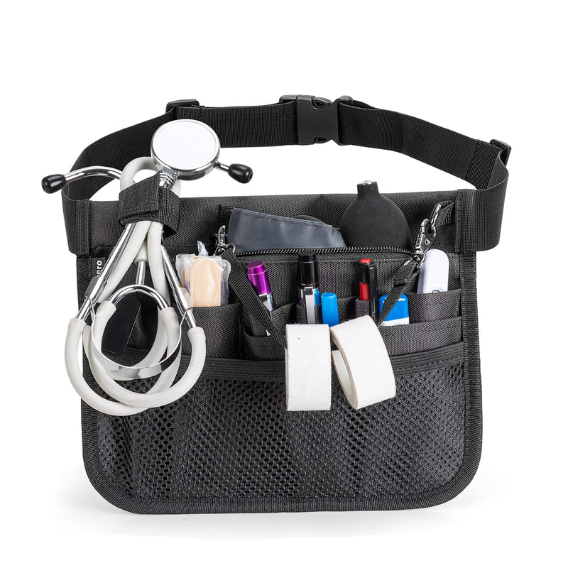 [Australia - AusPower] - Damero Nurse Fanny Pouch, Nurse Waist Pack with Tape Holder, Nurse Waist Organizer Belt for Stethoscopes, Bandage Scissors and Other Medical Supplies, Black 