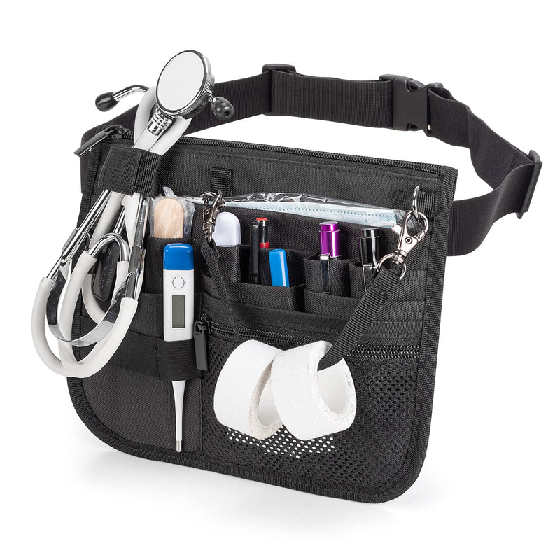 [Australia - AusPower] - Damero Nurse Fanny Pack, Nurse Waist Bag with Tape Holder, Nurse Tool Belt for Stethoscopes, Bandage Scissors and Other Medical Supplies, Black 