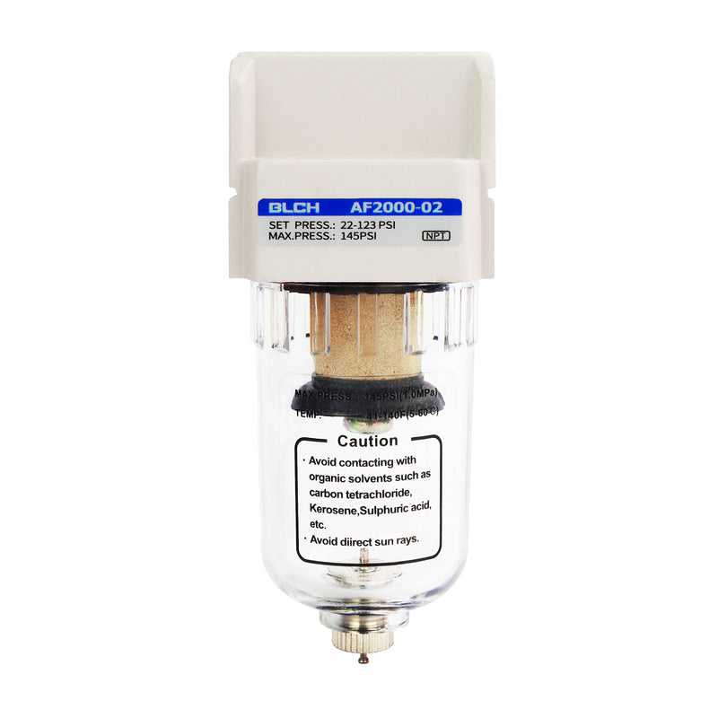 [Australia - AusPower] - BLCH 1/4" NPT Air Line Dryer - Air Dryer for Compressor,Compressed Air Dryer Air Drying System AF2000-02Z Manual Drain Poly Bowl 0-160 PSI 5μm AF2000-02 