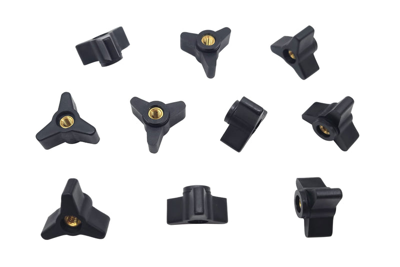[Australia - AusPower] - Taytools 770832 Lot 10 Each 1/4-20 Female Thread Tri-Star Knobs 1-3/16 inch Wide by 11/16 inch High with Solid Brass Through Inserts 