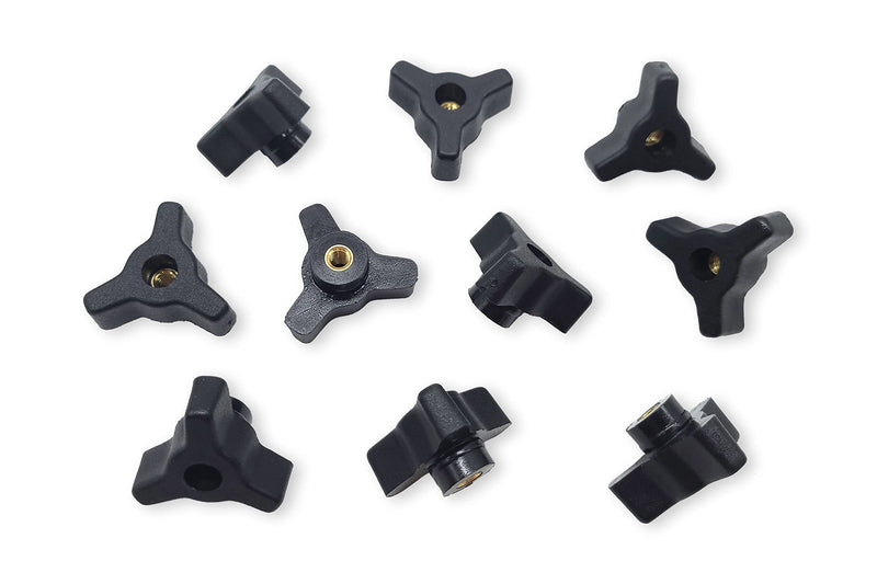 [Australia - AusPower] - Taytools 770405 Lot 10 Each 1/4-20 Female Thread Tri-Star Knobs 1-1/2 inch Wide by 3/4 inch High with Solid Brass Through Inserts 