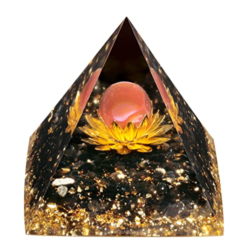mookaitedecor Carnelian Crystal Sphere Pyramid for Ornament Orange & Golden