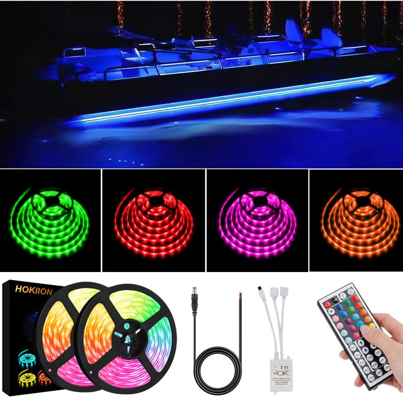 LED Boat Strip Lights, 12v 40FT Multi-Color Marine Pontoon Led Lights, Waterproof Boat Interior Light, Boats Deck Gunnel Hull Trailer Courtesy Light Strip, Night Fishing Lighting for Bass Jon Yacht