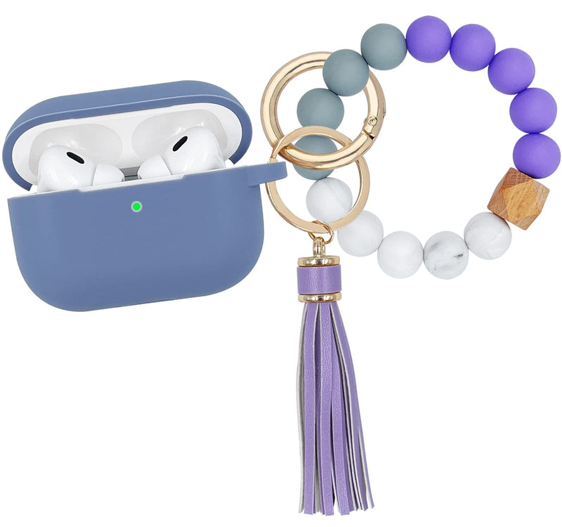 [Australia - AusPower] - Case for Airpods Pro, KOUJAON Soft Silicone Skin Case Cover with Bracelet Keychain Cute Apple Airpod Pro Cover for Women Girls (Lavender Grey) Lavender Grey 