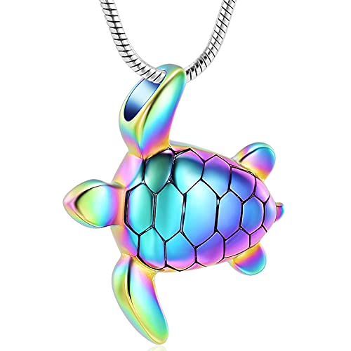 Imrsanl Sea Turtle Cremation Jewelry for Ashes Urn Necklace of Loved One Colorful