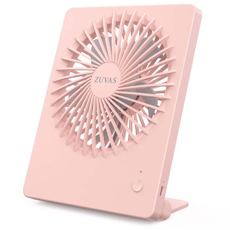 [Australia - AusPower] - Zuvas Desk Fan Battery Operated Fan Rechargeable 180°Tilt Folding Personal Fan Ultra Quiet Small Portable Fan 3 Speed Adjustable Strong Wind USB Fan For Office Bedroom Home Desktop Camping Peach 