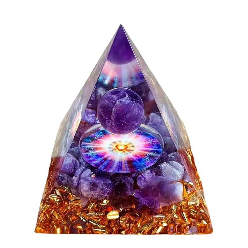 Amethyst Crystal Pyramid, Love Heart Positive Energy Generator Home Office Decor, Orgonite Pyramid Protection Pyramid for Anniversary Valentine's Day Wife Friend