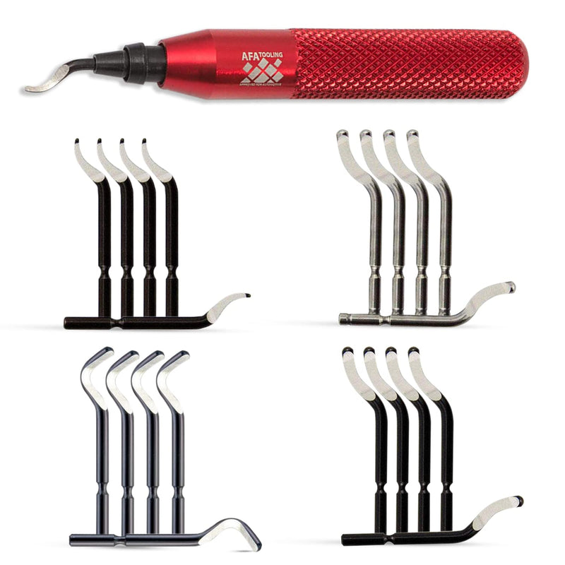 [Australia - AusPower] - AFA Tooling - Deburring Tool with 21 High Speed Steel Blades - Works on Metal, Resin, PVC Pipes, Copper, Plastic and 3D Printed Edges - Plumbing & 3D Printing Burr Removal Reamer Tool 21 Blades (Mixed 4 Types) 