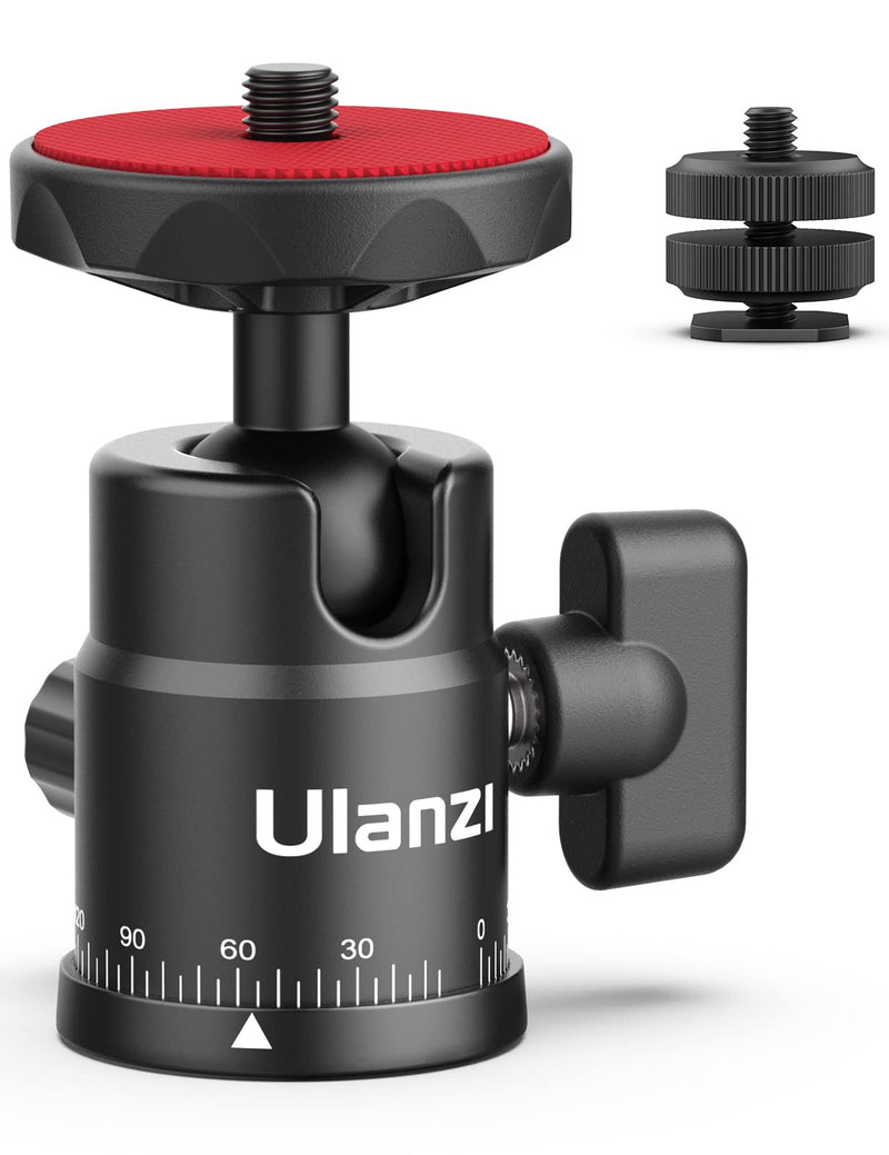 [Australia - AusPower] - Mini Ball Head, ULANZI H28 Panoramic Tripod Head + Dual Hot Shoe Mount DSLR Camera Mount Adapter Photograph Attachment Accessories for Gopro Cam Camcorder Smartphone Light Microphone Loading 5.5lb 