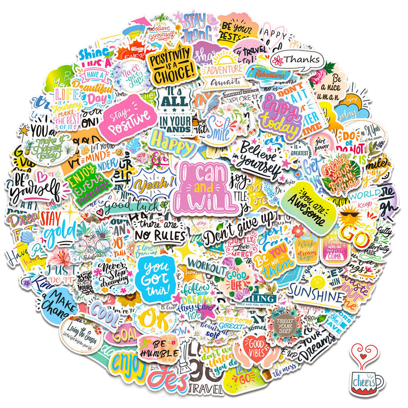 [Australia - AusPower] - Inspirational Stickers,150Pcs Motivational Stickers for Water Bottles Positive Quote Stickers for Journaling Scrapbook Aesthtic Waterproof Vinyl Laptop Stickers for Teens Adults Kids Teachers Red Green Blue Black Pink Yellow White Orange 