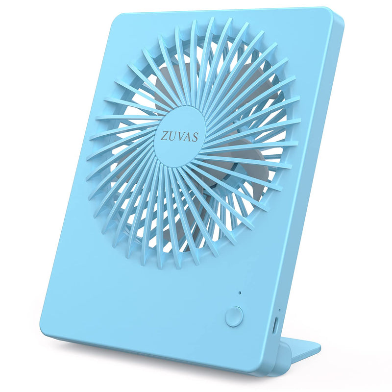 [Australia - AusPower] - Zuvas Desk Fan Battery Operated Fan Rechargeable 180°Tilt Folding Personal Fan Ultra Quiet Small Portable Fan 3 Speed Adjustable Strong Wind USB Fan For Office Bedroom Home Desktop Camping (Blue) Blue 