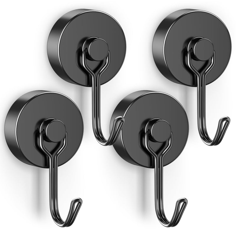 VNDUEEY 4 Pack 110LBS Magnetic Hooks Heavy Duty Neodymium Magnet Hooks for Hanging, Magnets with Hooks, Strong Swivel Magnetic Hooks for Fridge Classroom Garage Cruise 4 Pack 110 Lbs