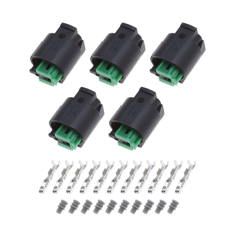 [Australia - AusPower] - 5 Sets 2 Pin Temperature Sensor Connector 1-967644-1 968405-1 Female Connectors Sensor Plug Kit with Terminals Seals 