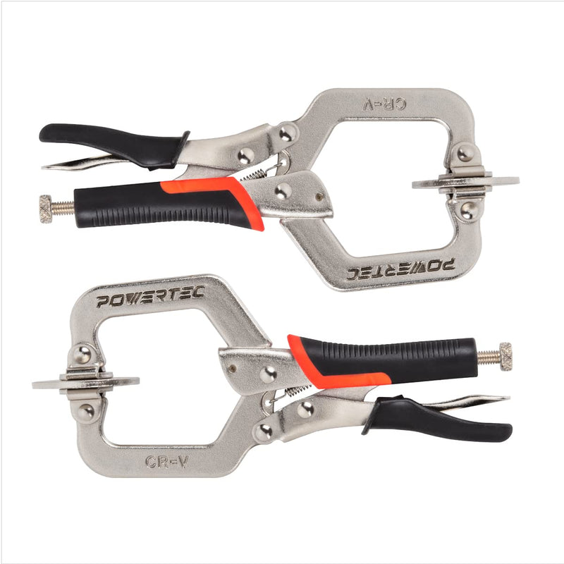 [Australia - AusPower] - POWERTEC 71641 2-Inch, Face Clamps, C-Clamp with Ergonomic Grip and Adjustable Swivel Pads for Woodworking, Pocket Hole Joinery - 2PK, Black Face clamp, 2PK 