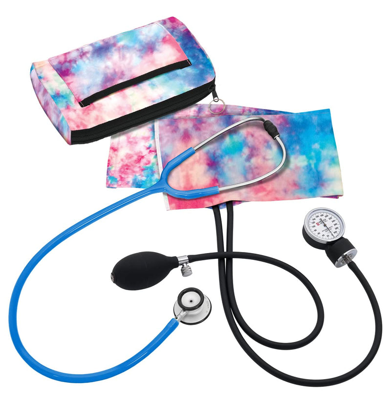 [Australia - AusPower] - Prestige Medical Adult Aneroid Sphygmomanometer/Clinical Lite™ Stethoscope Kit, Tie Dye Cotton Candy Sky (Model: A121-CCS) 