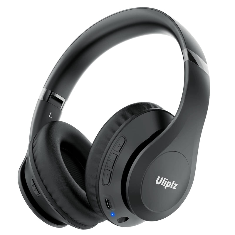 [Australia - AusPower] - Uliptz Wireless Bluetooth Headphones, 65H Playtime, 6 EQ Sound Modes, HiFi Stereo Over Ear Headphones with Microphone, Foldable Lightweight Bluetooth 5.3 Headphones for Travel/Office/Cellphone/PC Black 
