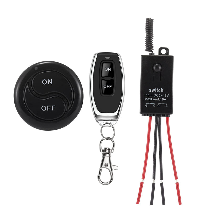 12 V Radio Switch, Wireless Light Switch, DC 5 V/12 V/24 V/48/10 A Mini Relay, Wireless Light Switch, Remote Control, 328 ft Long Distance, for Ceiling Lights, Lamps 5V-48V/10A mini Relais-328FT